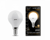 Лампа светодиодная LED GAUSS GLOBE 6,5Вт 520lm Е14 теплый матовый шар