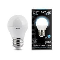 Лампа светодиодная LED GAUSS GLOBE 6,5Вт 550lm Е27 белый матовый шар